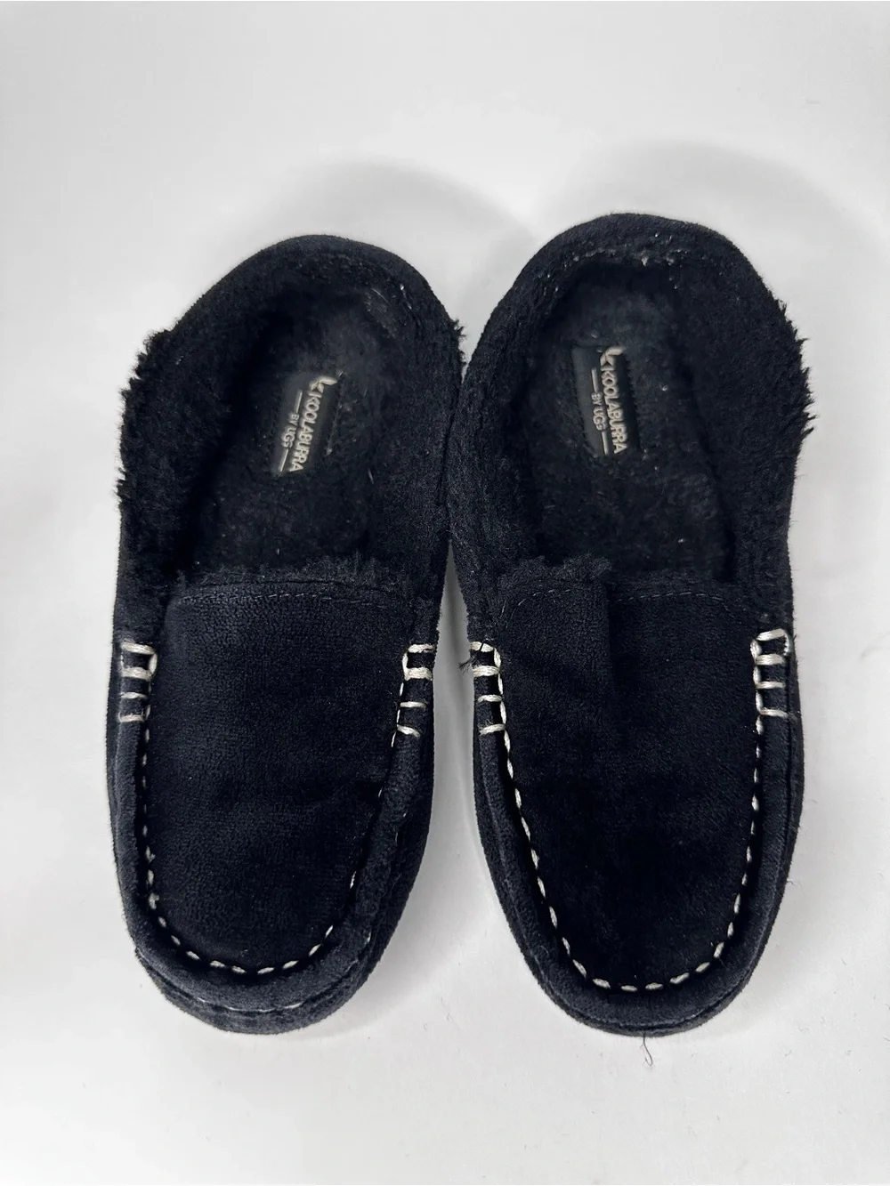 Koolaburra Black Faux-Suede Fur-Lined Moccasin Slippers